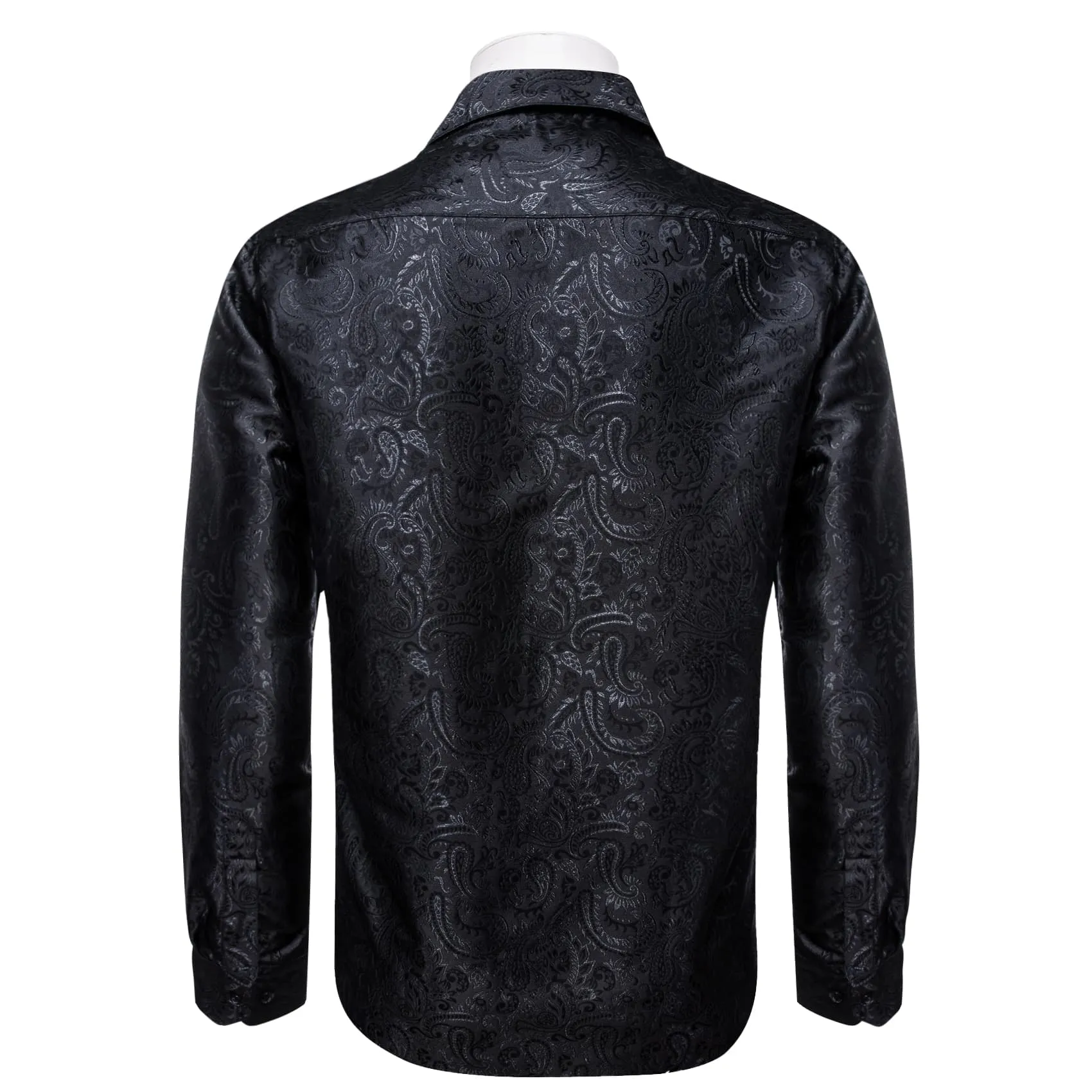 YourTies Windsor Collar Men's Dress Shirt Black Paisley Jacquard Top